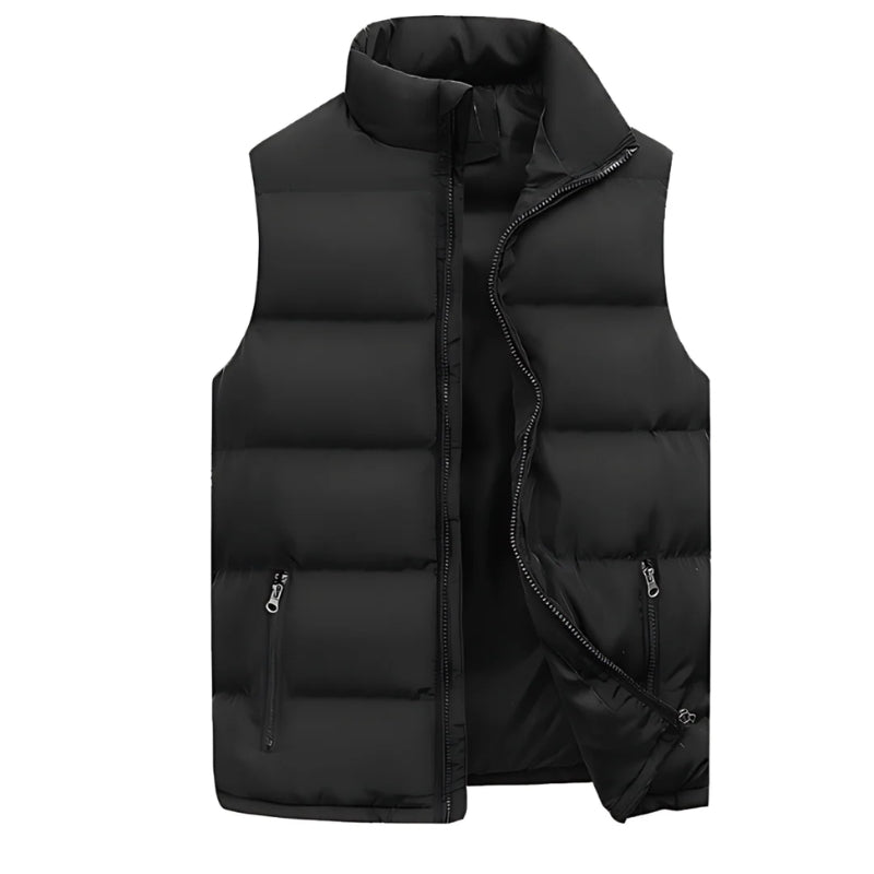 Men quilted vest sleeveless full zip high collar with zip pockets