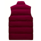 Men quilted vest sleeveless full zip high collar with zip pockets