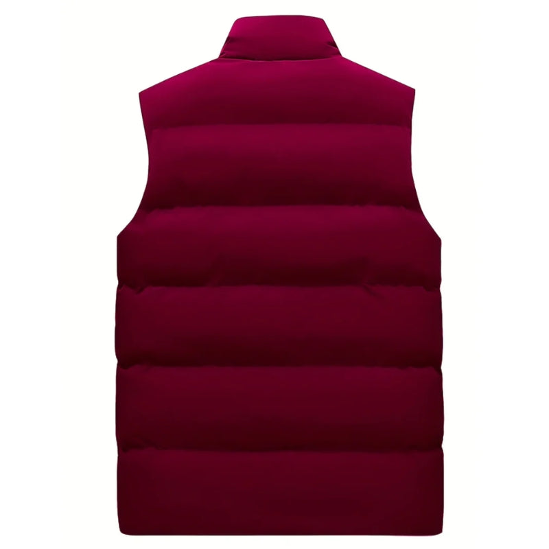 Men quilted vest sleeveless full zip high collar with zip pockets