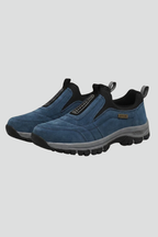 Men's slip-on walking shoes with orthopedic support and rugged treaded outsole