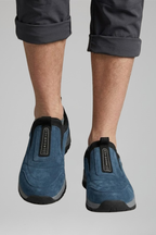 Men's slip-on walking shoes with orthopedic support and rugged treaded outsole