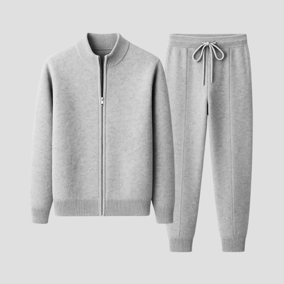 Men's Comfortable Lounge Set | Merino Wool Zip Jacket and Pants