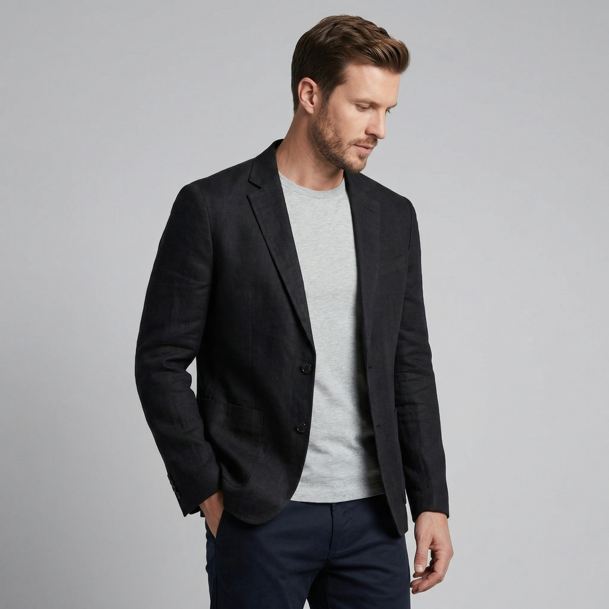 Men linen blazer lightweight tailored fit for formal events