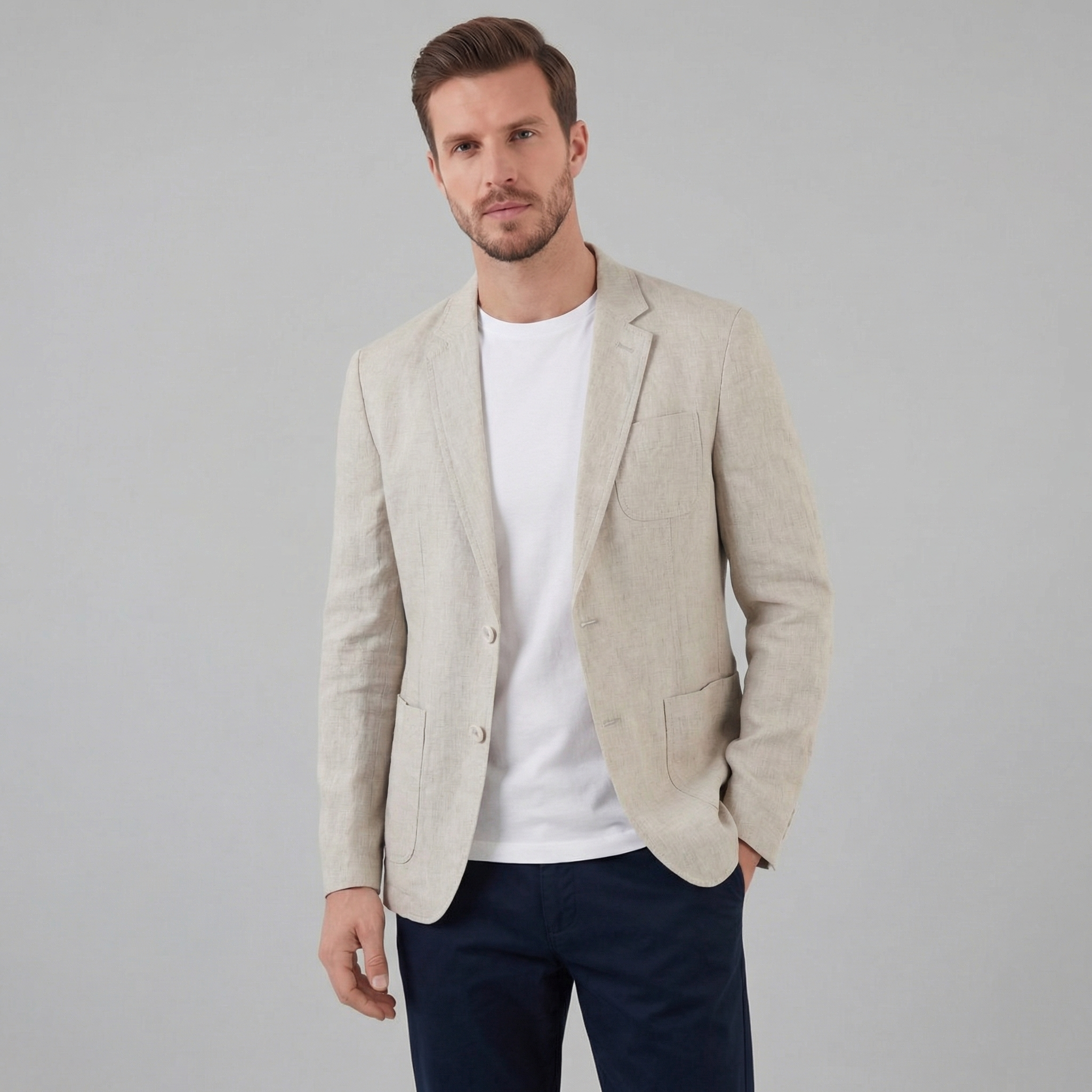 Men linen blazer lightweight tailored fit for formal events