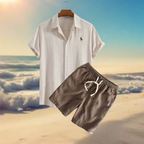 Men Two Piece Linen Set Shirt and Shorts Relaxed Fit | Della