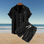 Men Two Piece Linen Set Shirt and Shorts Relaxed Fit | Della