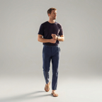 Men linen trousers casual structured fit in beige navy and white