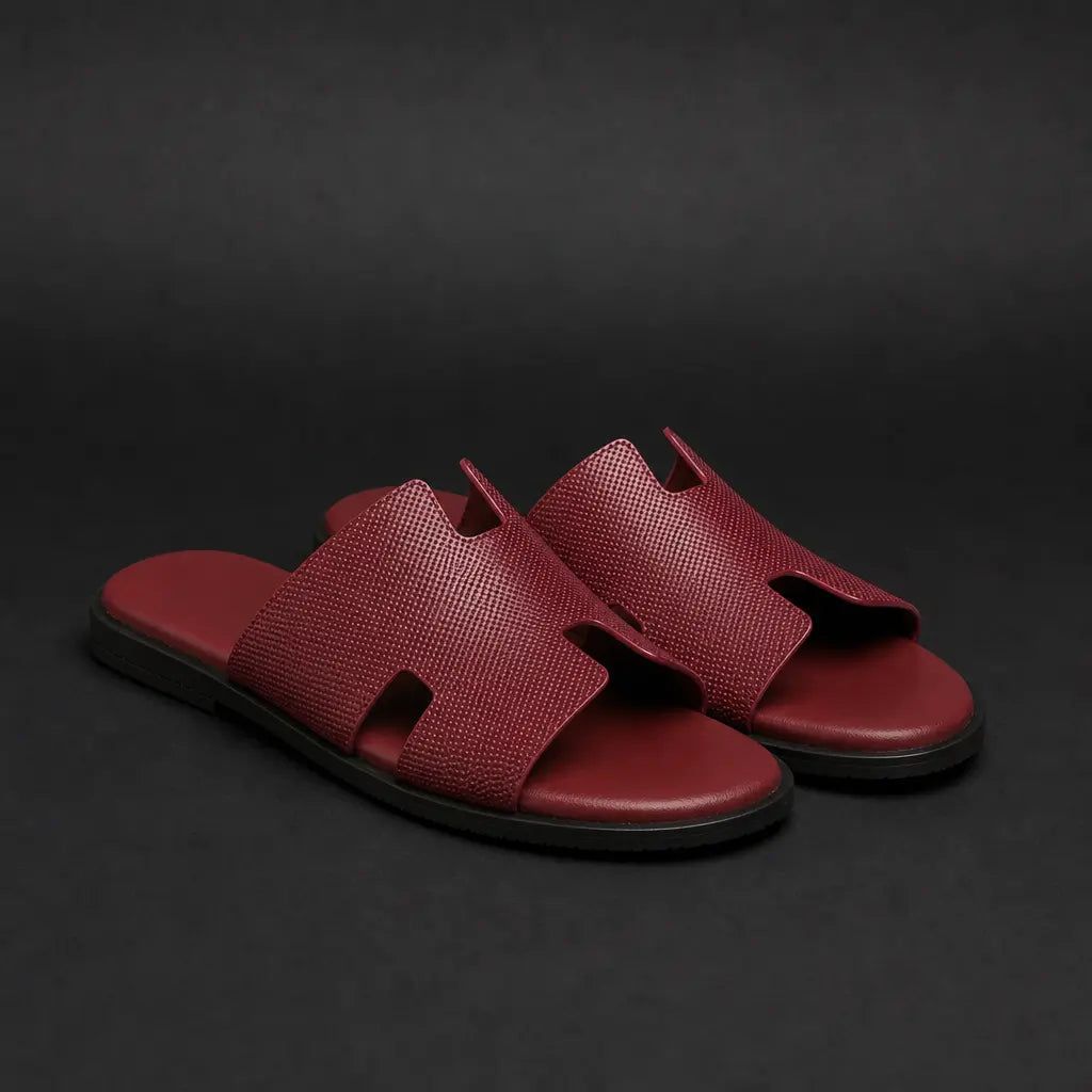 Mens Sandals Perforated H Strap Slide Open Toe Low Profile Summer