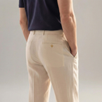 Men linen trousers casual structured fit in beige navy and white