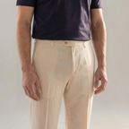 Men linen trousers casual structured fit in beige navy and white