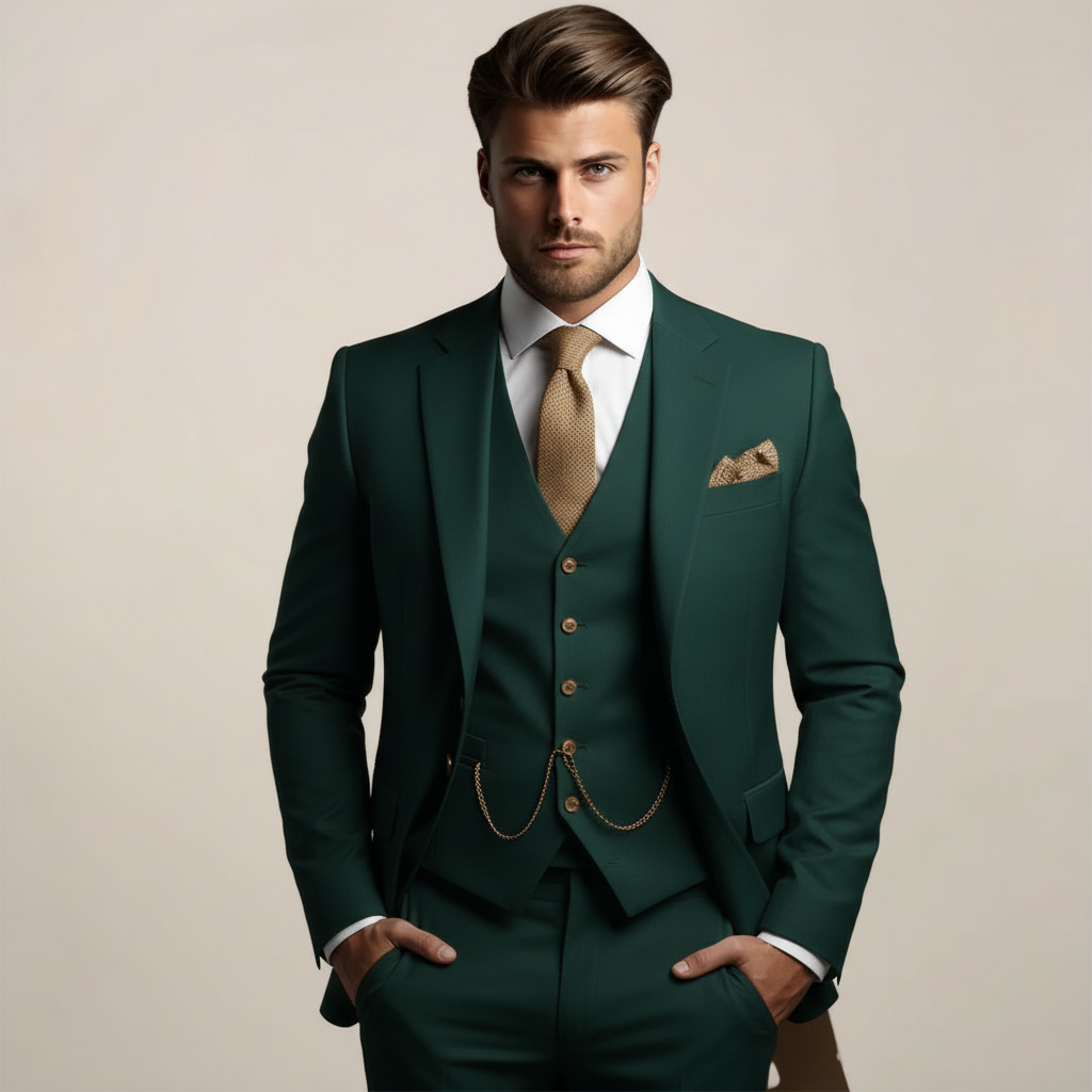 Men's three-piece suit spring formal with jacket, vest and trousers