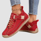Women's lightweight breathable leather slip-on sneakers with wide toe box