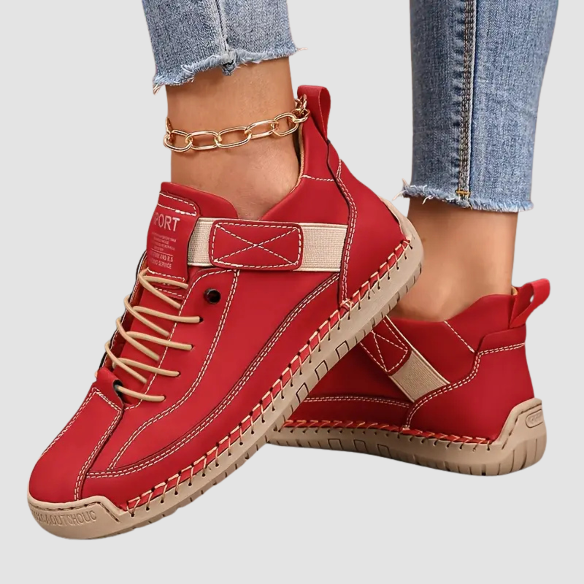 Women's lightweight breathable leather slip-on sneakers with wide toe box