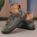 Women's lightweight breathable leather slip-on sneakers with wide toe box