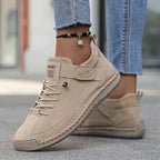 Women's lightweight breathable leather slip-on sneakers with wide toe box