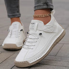 Women's lightweight breathable leather slip-on sneakers with wide toe box