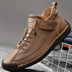 Women's lightweight breathable leather slip-on sneakers with wide toe box