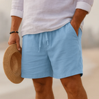 Men's linen cotton shorts, breathable casual fit for summer