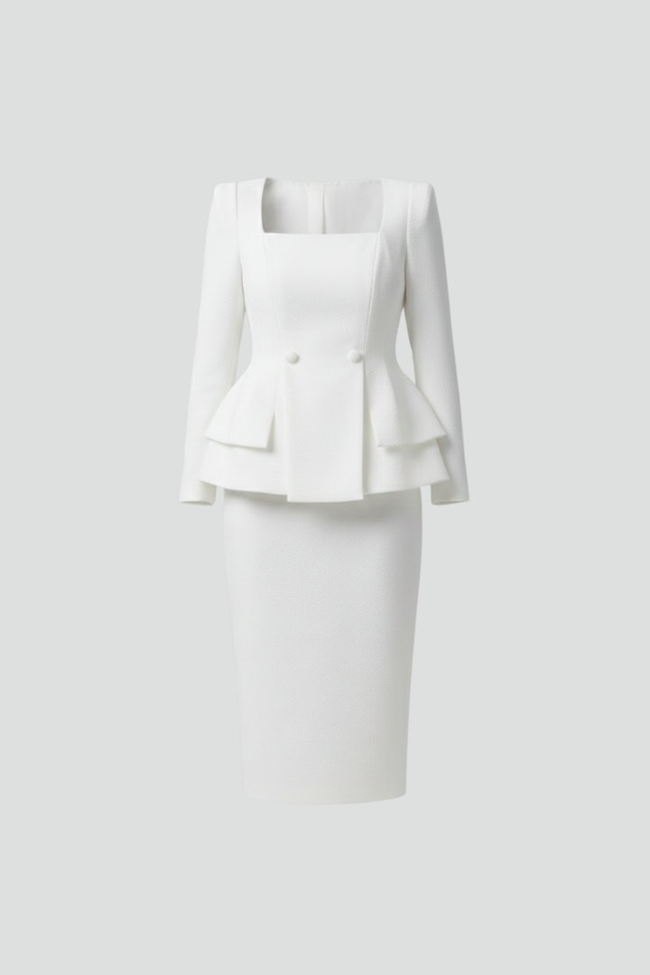 Women 2 piece skirt suit set tailored blazer and slim skirt