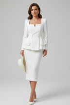 Women 2 piece skirt suit set tailored blazer and slim skirt