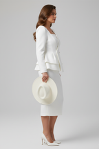 Women 2 piece skirt suit set tailored blazer and slim skirt