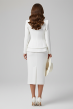 Women 2 piece skirt suit set tailored blazer and slim skirt