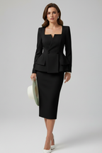Women 2 piece skirt suit set tailored blazer and slim skirt