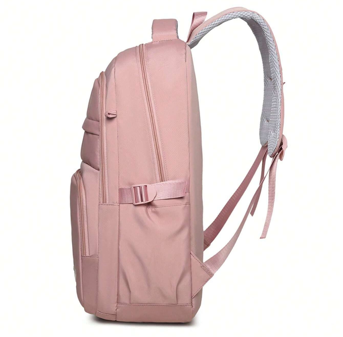 Girls pink waterproof backpack with laptop compartment, school bag