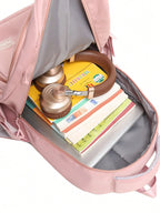 Girls pink waterproof backpack with laptop compartment, school bag