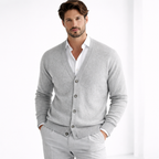 Men's knit cardigan V-neck button-front regular fit, smart casual layering