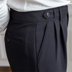 Men pleated high waist chino trousers in classic tailored fit