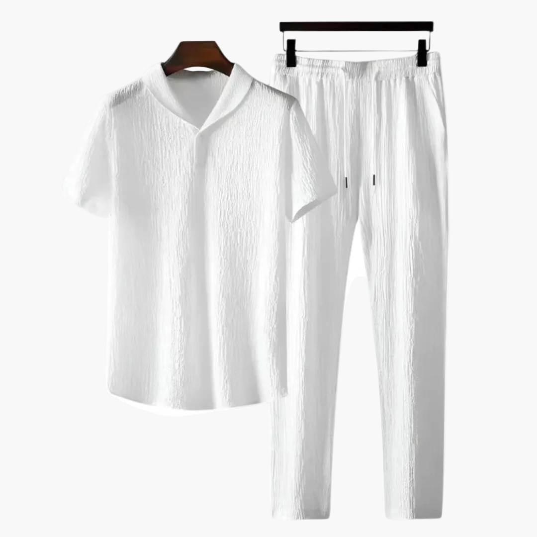 Women's cotton co-ord set summer two-piece shirt and pants in black and white