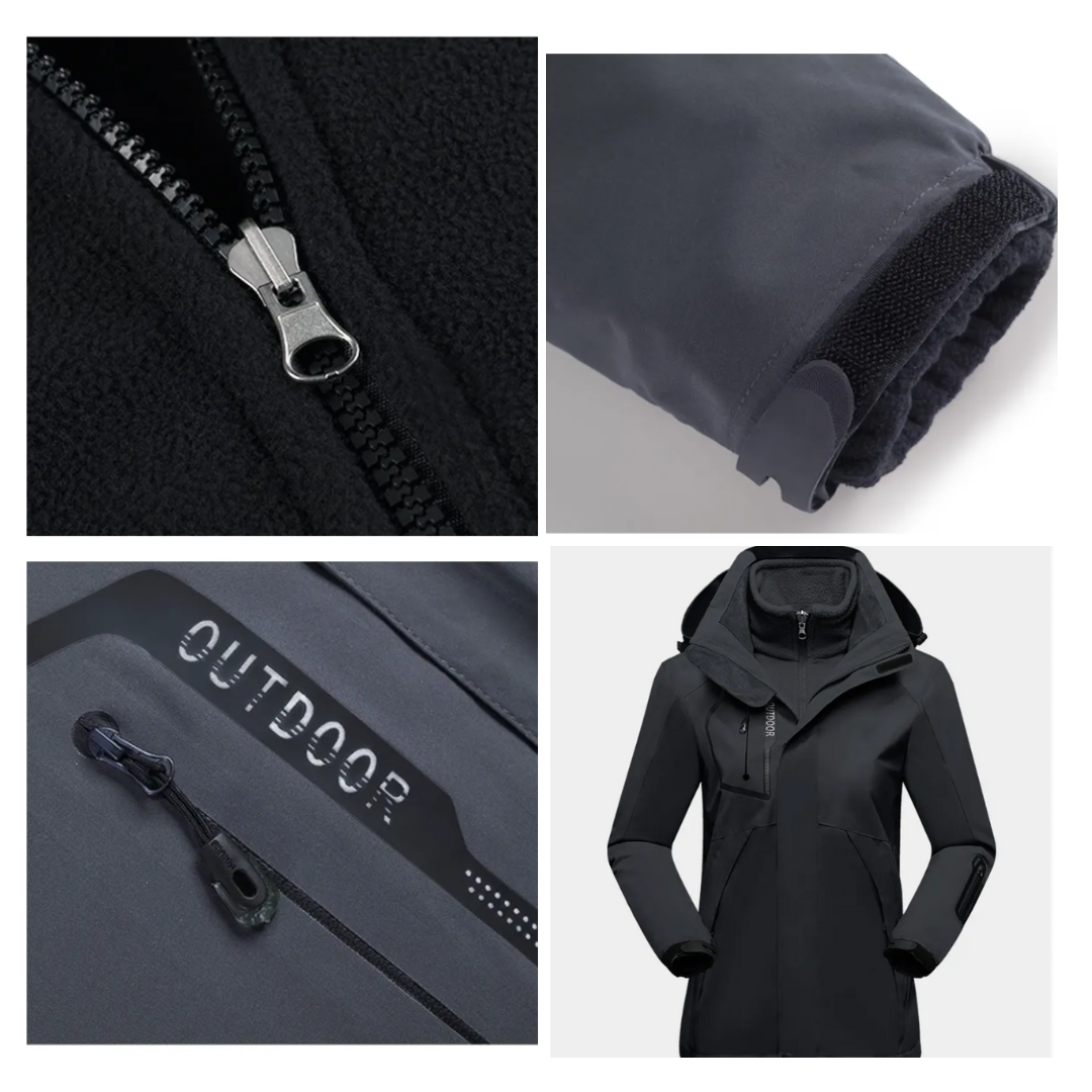 Women 3 in 1 waterproof jacket with removable fleece inner layer