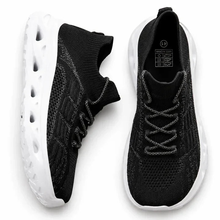 Walking sneakers wide toe box orthopedic flexible sole lace-up, available in 6 colours