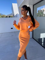 Women's two-piece set with midi dress and sweatshirt, all-season co-ord