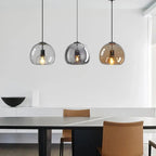 Glass pendant light Scandinavian minimalist design in grey brown and black