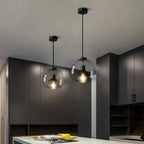 Glass pendant light Scandinavian minimalist design in grey brown and black