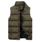 Men quilted vest zip up sleeveless in black, lightweight padded gilet