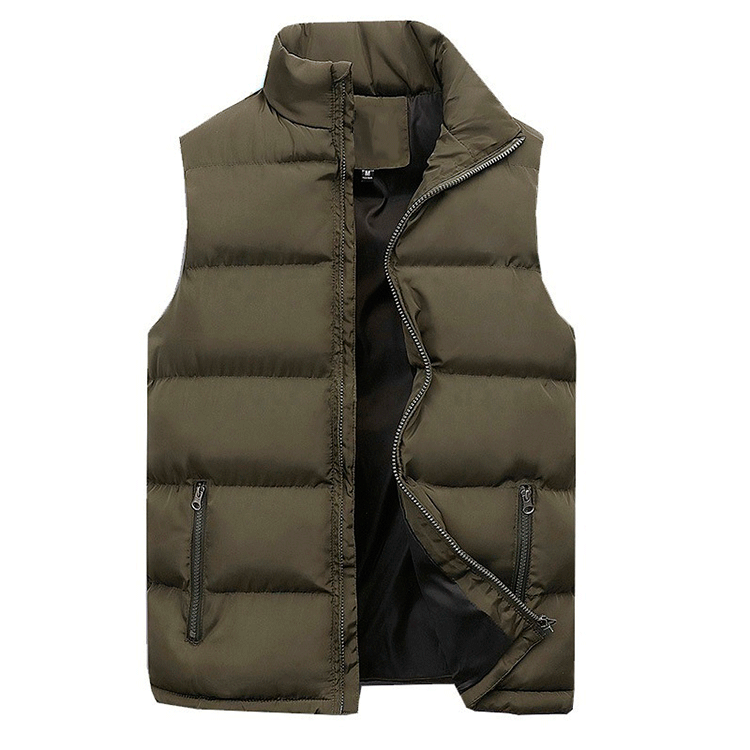 Men quilted vest zip up sleeveless in black, lightweight padded gilet