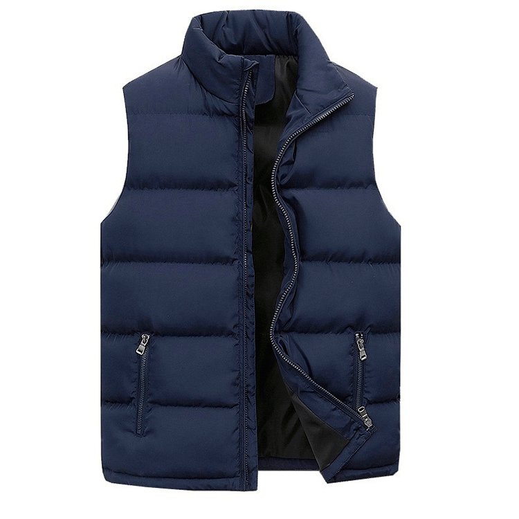 Men quilted vest zip up sleeveless in black, lightweight padded gilet