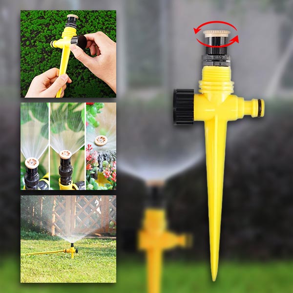 360° garden sprinkler adjustable spray full coverage weather-resistant outdoor lawn