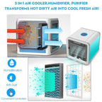 Mobile air conditioner 3-in-1 USB cooler humidifier purifier with 500ml tank and LED lights