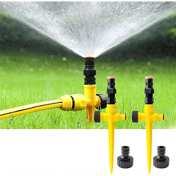 360° garden sprinkler adjustable spray full coverage weather-resistant outdoor lawn