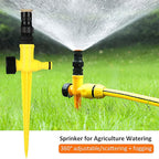 360° garden sprinkler adjustable spray full coverage weather-resistant outdoor lawn
