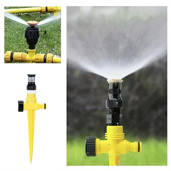 360° garden sprinkler adjustable spray full coverage weather-resistant outdoor lawn