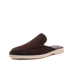 Men's slip-on backless loafers, suede style, casual low-profile sole