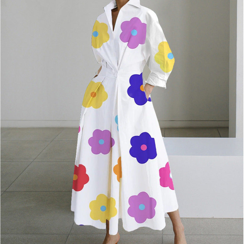 Women wrap collared maxi dress front wrap silhouette multiple prints