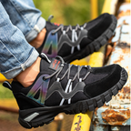 Safety shoes with steel toe cap, non-slip outsole and reflective strips