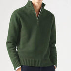 Men's half-zip pullover sweater wool blend, warm winter knitwear