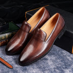 Men's Leather Loafers | Black & Brown | Pointed Toe